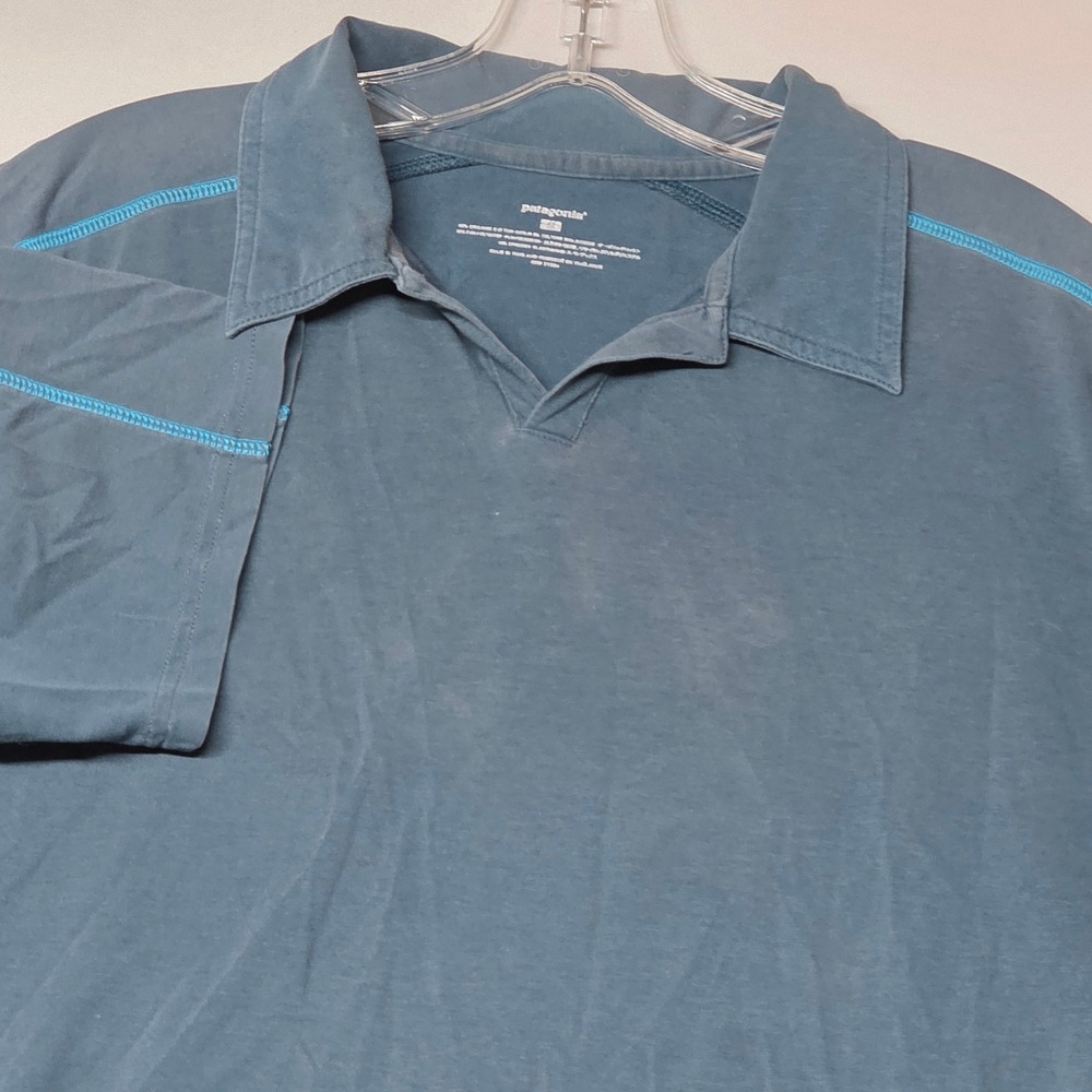 Patagonia Polo Shirt Men's Medium Blue Short Sleeve Casual Top